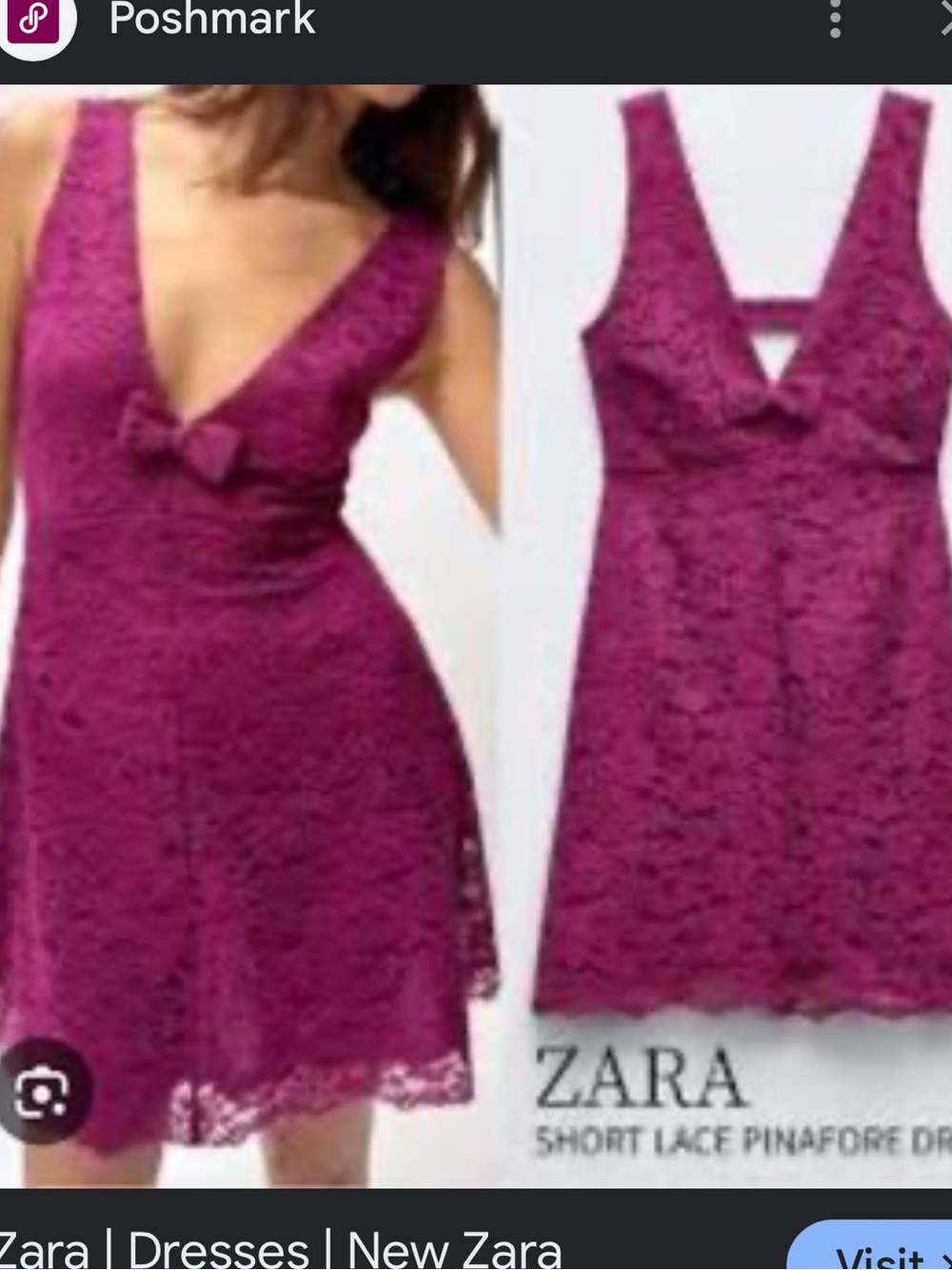 Zara Magenta Lace Pinafore Mini Dress